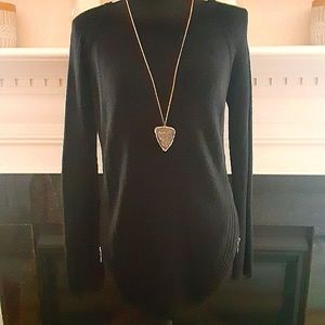 Black Waffle Side Zip Oversized Sweater